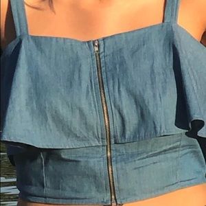 Light blue colored crop top